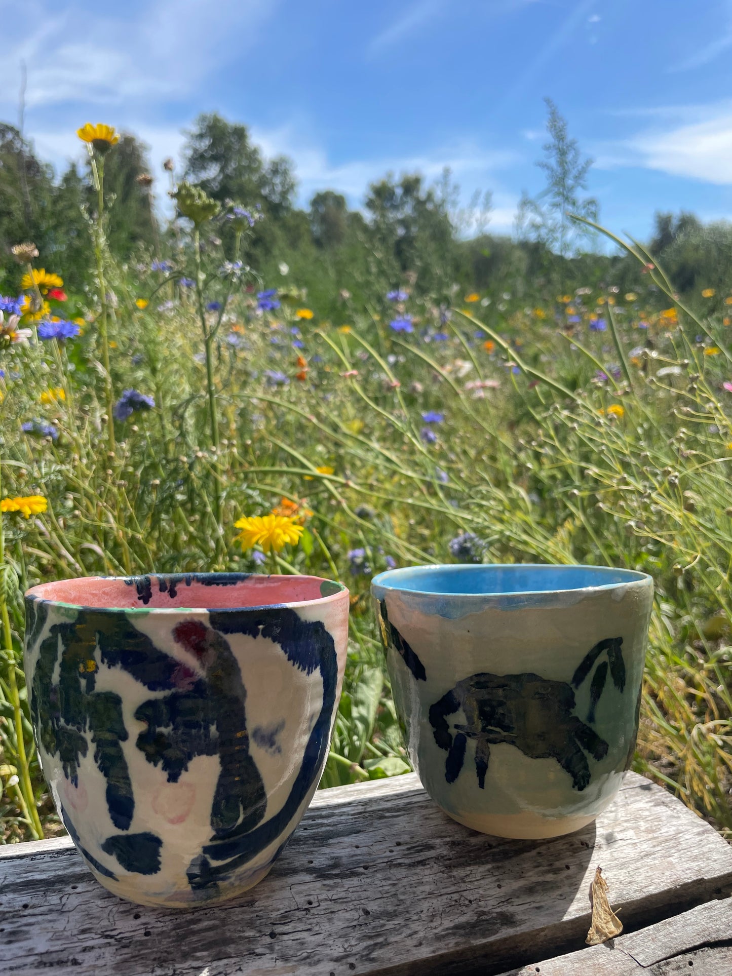 Summer Ceramic pots x 4
