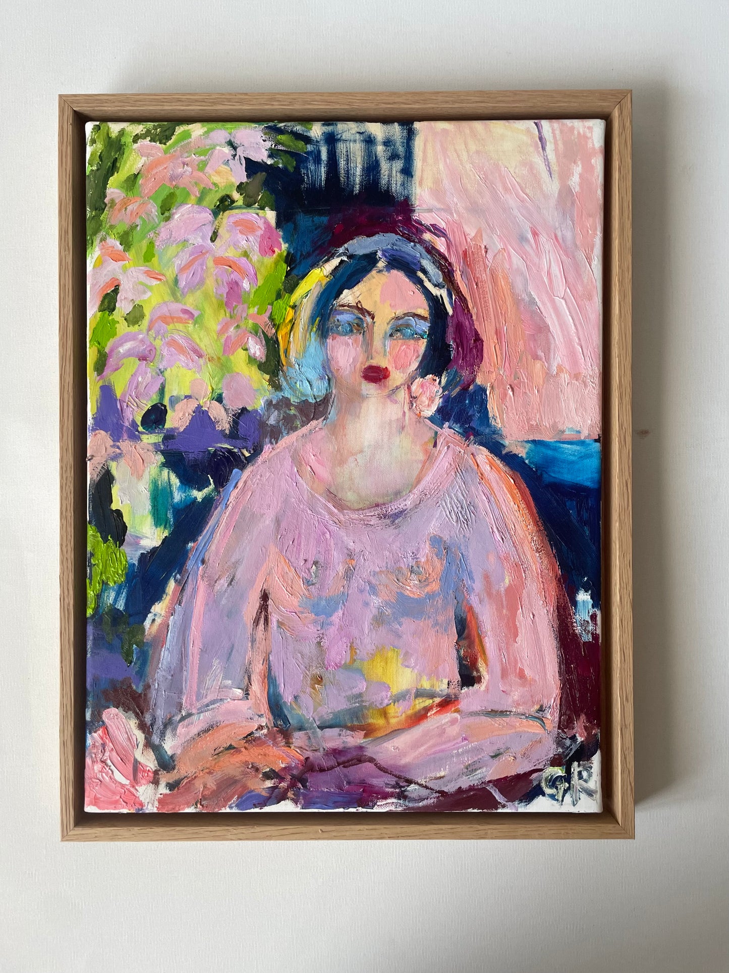 A Woman in a pink dress 30 x 40 cm