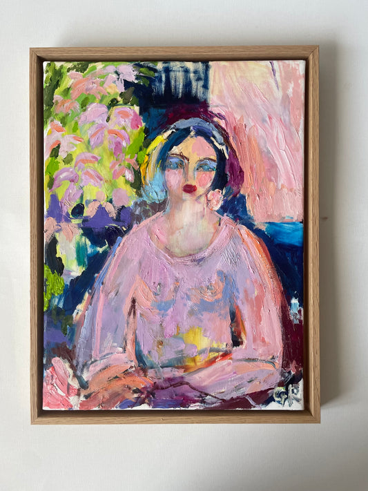 Woman in a pink dress 30 x 40 cm