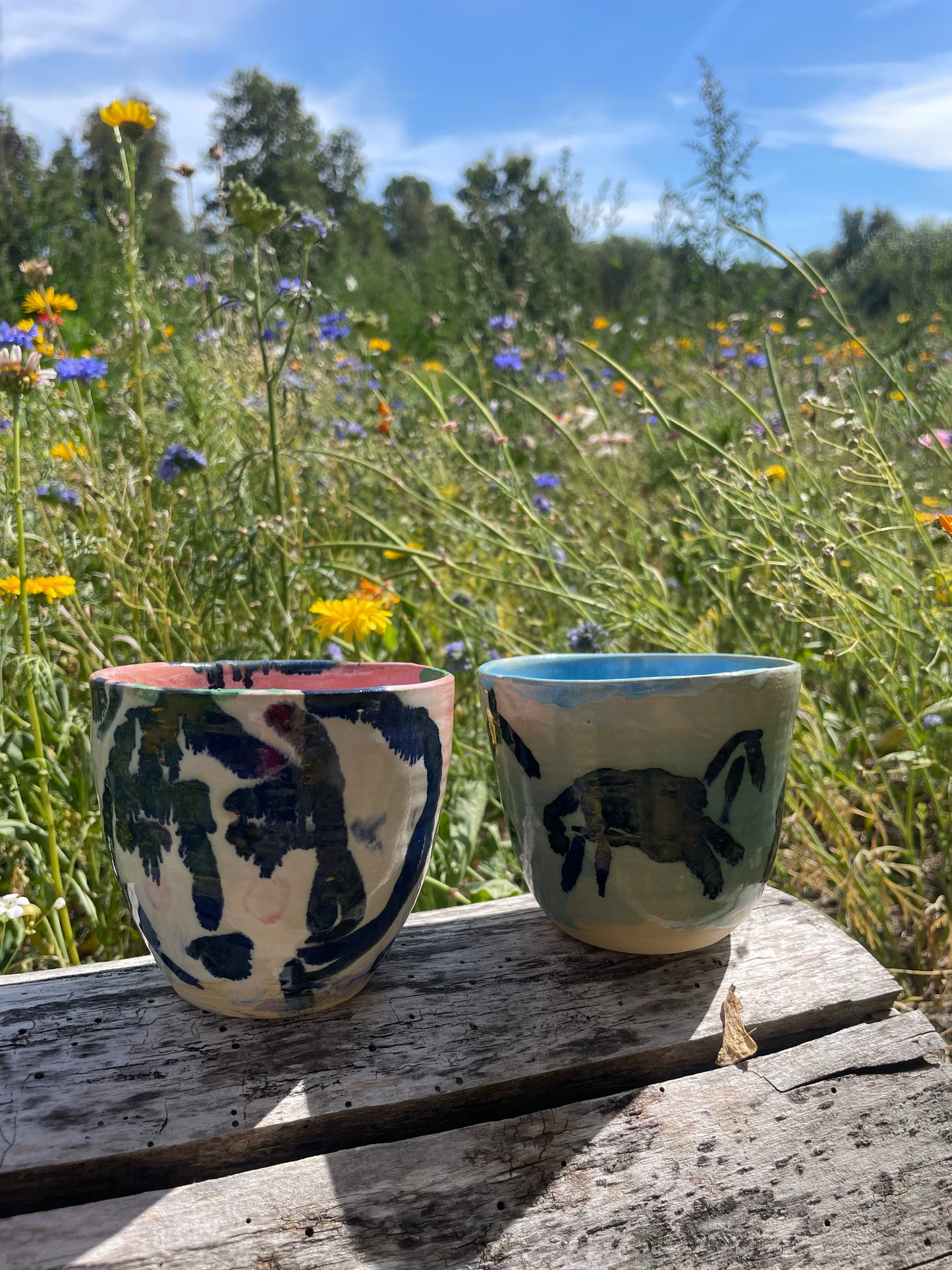 Summer Ceramic pots x 4