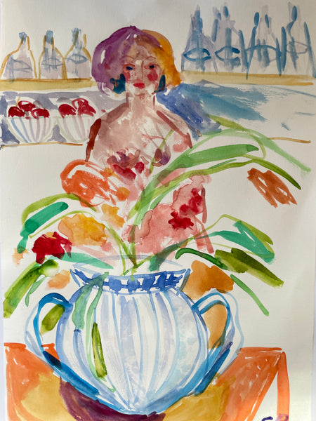 Woman and vase