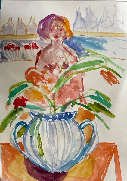 Woman and vase