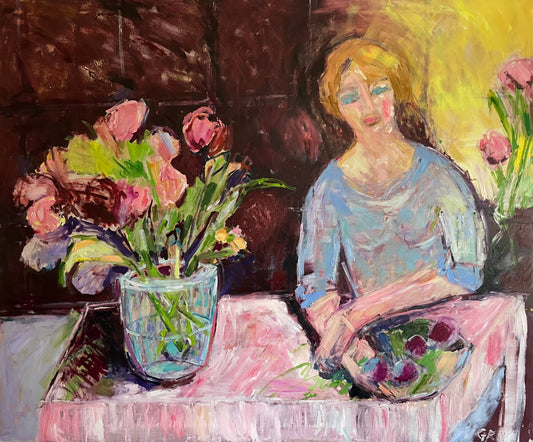 Artist arranging a Still Life