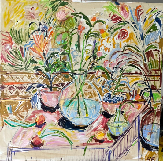 A SOUTH OF FRANCE INTERIOR oil 100 cm x 100 cm