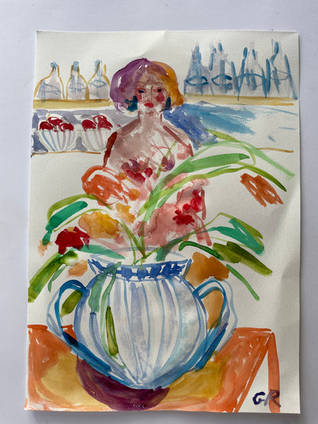 Woman and vase