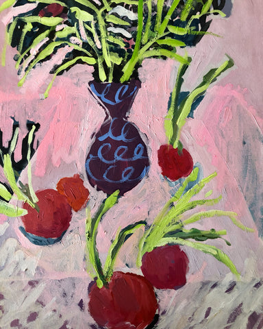 RED ONIONS and VASE
